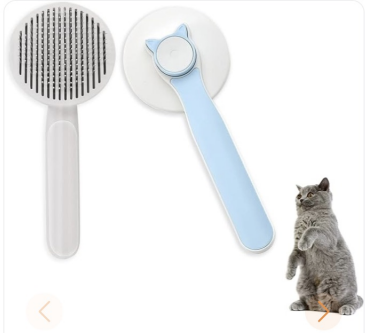 Cepillo autolimpiante azul para mascotas con cabezal redondo