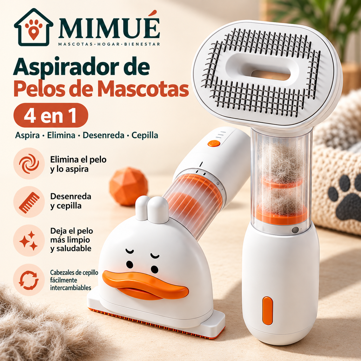Peine Quitapelos con Aspiración 4 en 1 MIMUÉ™