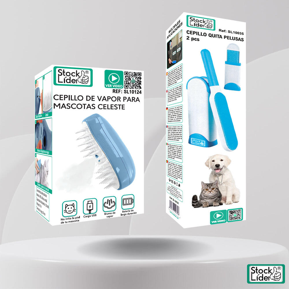 Cepillo pulverizador para retirar pelo suelto de perros y gatos